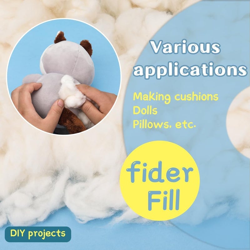 Kogyxe 10.58oz Combed Cotton Filling, High Resilience Cotton Stuffing, Premium Pillow Stuffing for Cushions Crochet DIY Crafts, Stuffed Animals - Image 4
